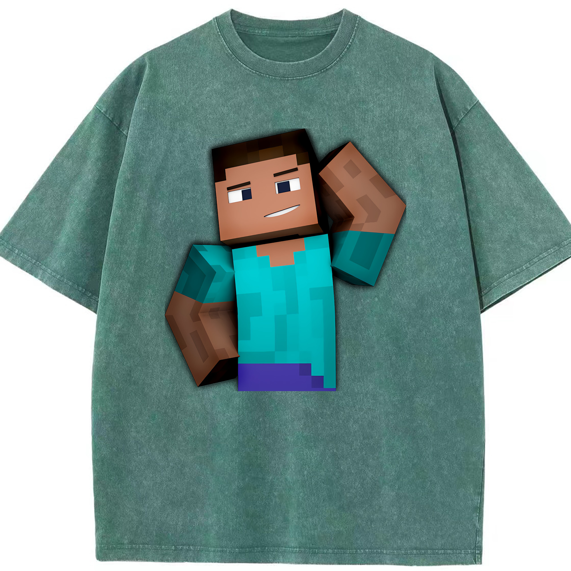 （画像用） マインクラフト ブロックの世界 Minecraft MC Block world 綿100% ヴィンテージ風 半袖Tシャツ（フロントプリント）